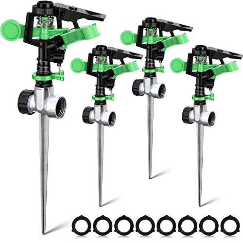 Sprinklers For Yard Garden Sprinkler 360 Degree Automatic Rotating Lawn Sprinkler With Water Stop Ring Adjustable Rotating Pulsating Sprinklers For Yard Ground Grass Irrigation System (4 Pack) #TOP14