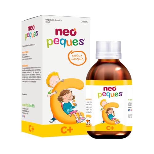 NEO PEQUES - Jarabe con Vitamina C y Zinc para Niños - Complemento Alimenticio Infantil para el Sistema Inmunitario - Sabor a Naranja - Sin Alérgenos ni GMO - Apto desde 6 Meses - 150 ml