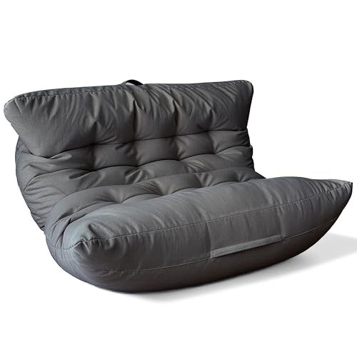 Aiire Pouf Poltrona Sacco Doppio XXL – Puffo per Sedersi a 2 Posti con Imbottitura Inclusa, Bean Bag Chair Camera da Letto o Salotto – Pouffe Design per Lettura, Relax o Gaming Grigio Scuro