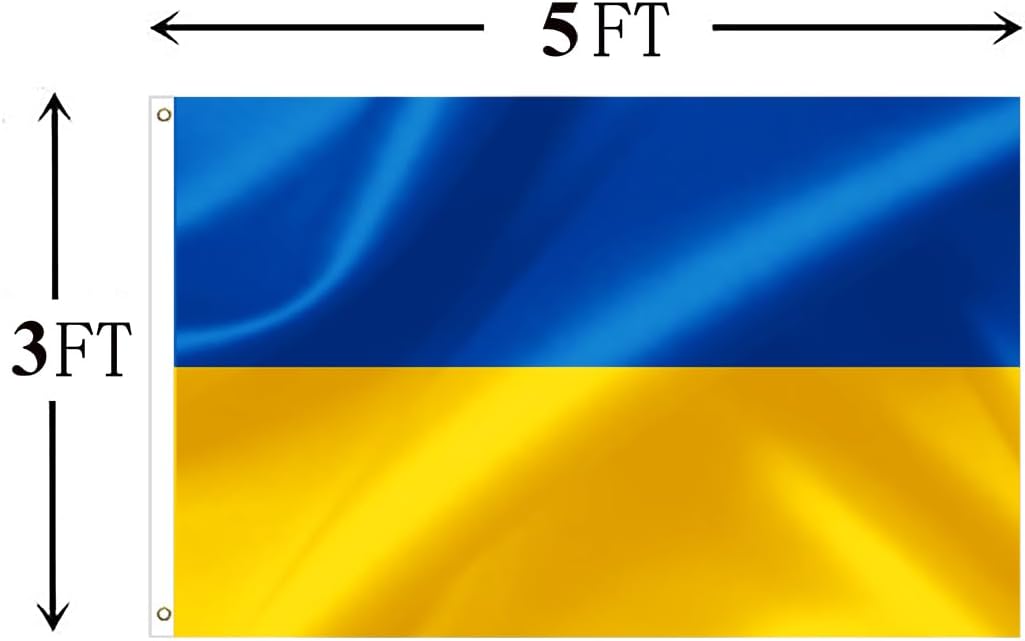 Double Sided Ukraine Flag 3x5FT Ukrainian National Flag Vivid Color Fade Resistant Polyester with Brass Grommets Indoor Outdoor Decor (Ukraine, 3x5FT 3PLY)