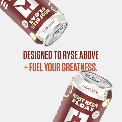 Image of RYSE Fuel Energy Drink - Root Beer Float - Sugar Free - 200mg Natural Caffeine, New Formula to Supports Cognitive Health & Improves Focus - No Artificial Colors - 16 fl oz Cans (12-Pack)