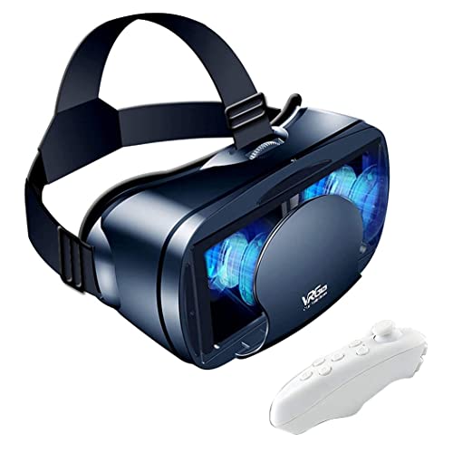 Glayent Gafas VR Gafas 3D de Realidad Virtual de Pantalla Juego VR Gafas de Realidad Virtual 3D, Gafas VR Ajustables con Mando de Videojuegos