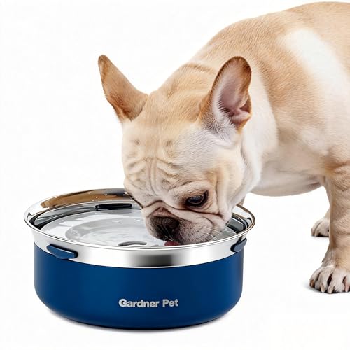 Gardner Pet Ciotola Acqua Cane Antigoccia, 2L Ciotola per Cani in Acciaio Inox a Prova di Fuoriuscite, Anti-Ingoio per Cani di Taglia Grande, Adatta per Interno ed Esterno, Previene Gocce, Blu