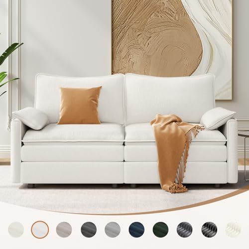 Vesgantti 74" Sectional Cloud Couch, Deep Seat Loveseat Sofa, White - image 5
