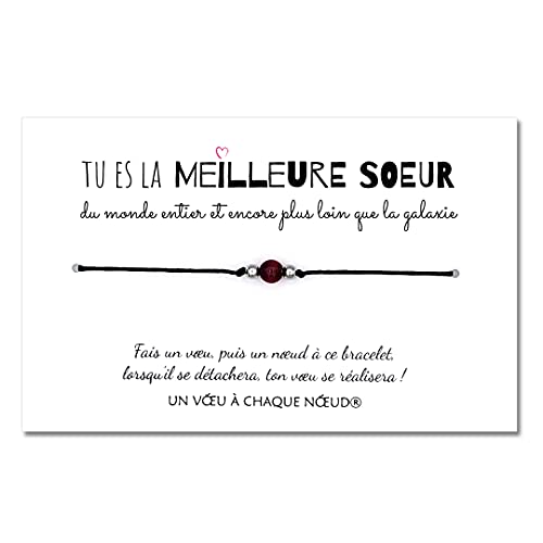 UVACN Carte pour la Meilleure Soeur du Monde + Bracelet Porte-Bonheur Fabriqué Cover