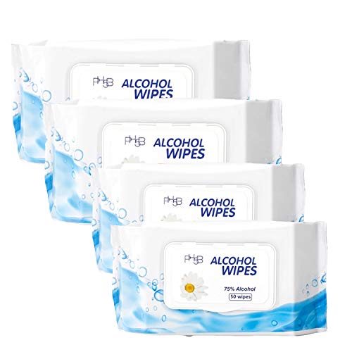 Portable Alcohol Wipes, 4 Pack 200 Wipes Each 50