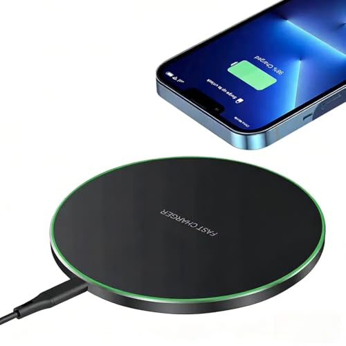 Desktop 15W Wireless Charger Pad Induction Fast Charging Station for iPhone 17 16 15 14 13 14 12 Pro Samsung Xiaomi Huawei (Black)