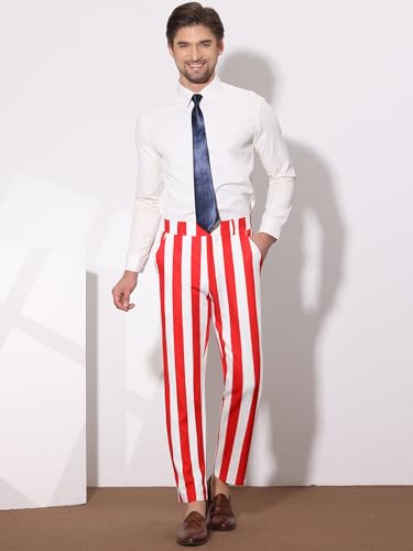 Lars Amadeus Men's Striped Dress Pants Straight Fit Color Block Business Stripe Trousers3