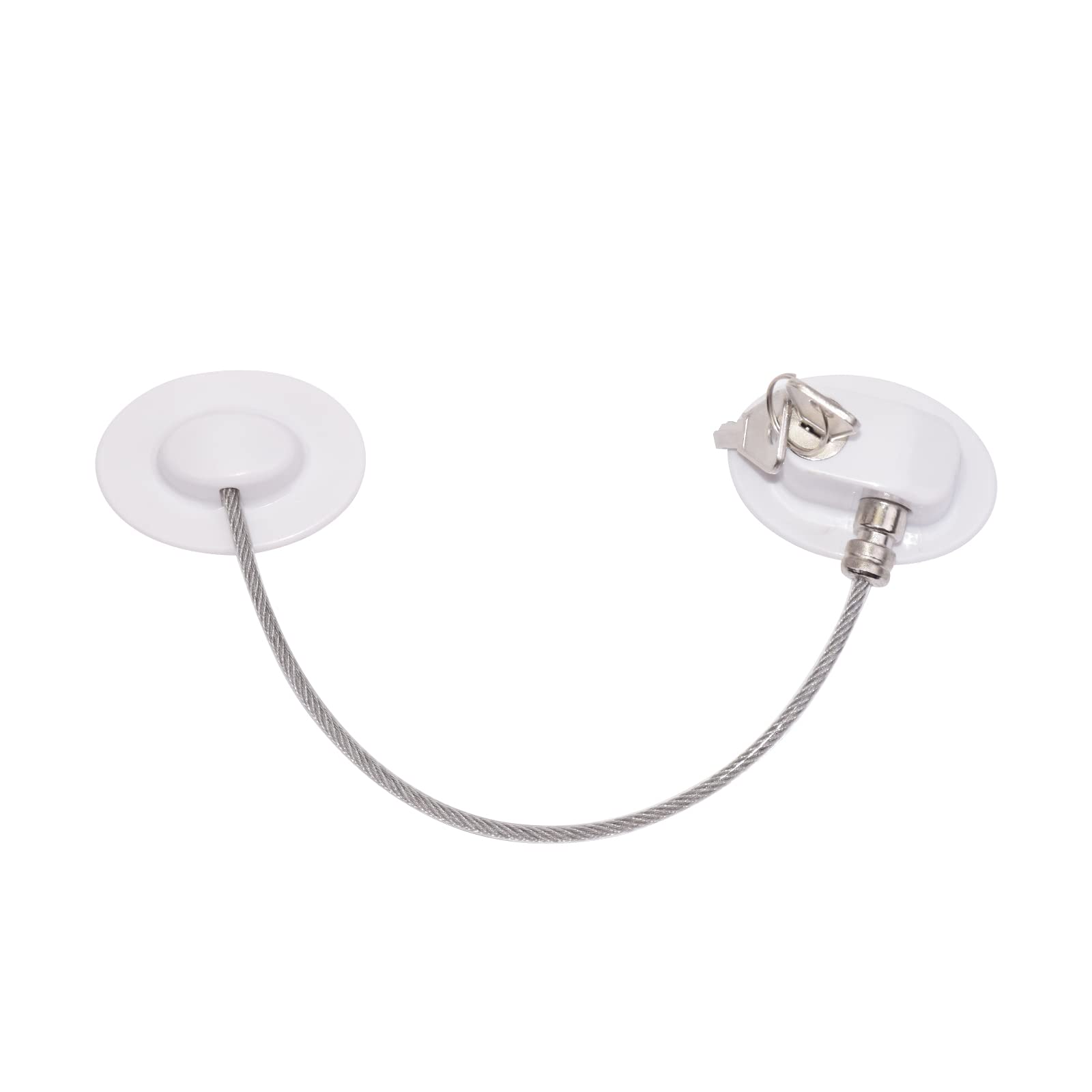 LACKINGONE Refrigerator Lock, Fridge Lock with Keys, Rustproof Freezer Lock with Strong 3M (Zinc, White)