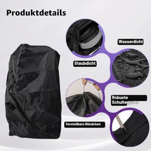 Lyivisk Universelle Kinderwagen Transporttasche für Flugreisen - Robuste Schwarze Schutzhülle für Buggy und Kinderwagen (55x120 cm) - Ideal für Flughafen und Reisen