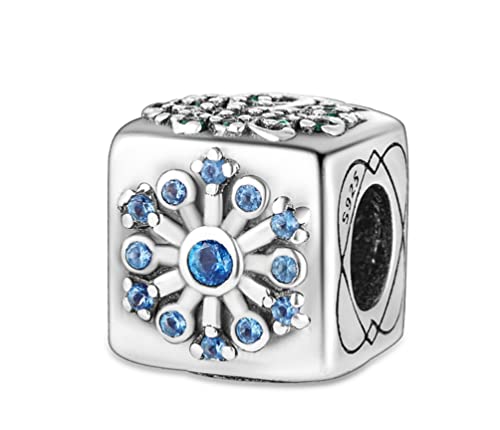 Streetculture Copo de nieve azul cubo sol tiempo pulsera cadena colgante joyería decoración accesorios plata 925 regalo plata esterlina
