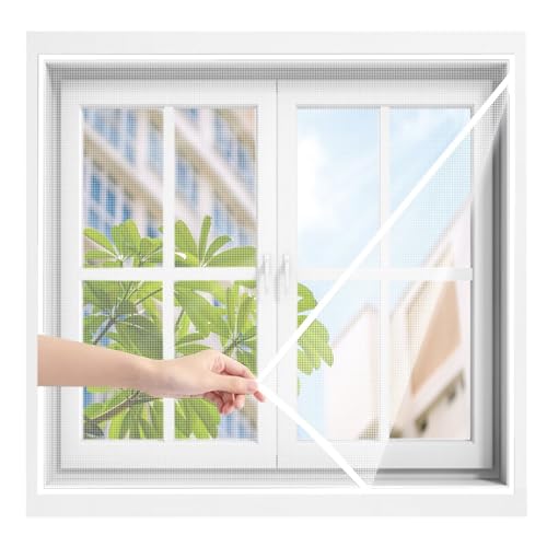 Toile Moustiquaire Maille120x185cm Blanc Anti Mouche Anti Insectes Respirant Moustiquaire Maille Ultra Fine Parfait avec ruban magique De Balcon Fenetres Coulissantes