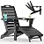 Ciokea Folding Adirondack Chair with Retractable Ottoman Fire Pit Patio Chair with Pull Out Foot Rest Weather Resistant Lawn Outdoor Lounge Chair with 2 Cup Holder (Black)