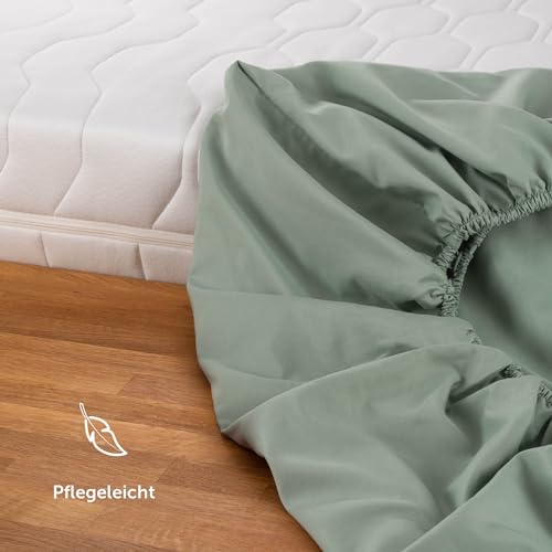 Blumtal® Spannbettlaken 140x200 cm - Bettlaken aus Microfaser - Ökotex zertifiziertes Spannbetttuch in Summer Green / Grün