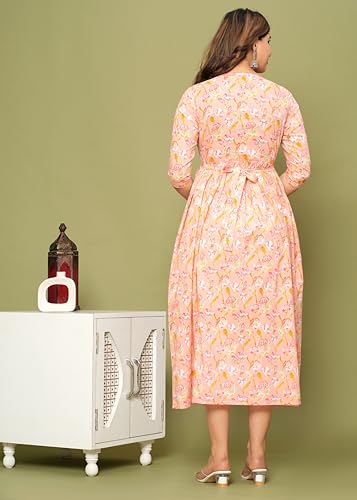 Image of Maternity Feeding Kurti for Women | Cotton Blend Anarkali Dress with Nursing Zip for Pre & Post Pregnancy