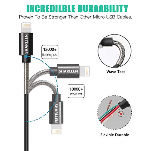 Sharllen 8754FGD Lightning Cable Spring Iphone Charger Cable 5 Pack [3/6/10Ft] Usb Fast Charging & Data Sync Cord Long Charging Cable Compatible Iphone Xs/Max/Xr/X/8/8P/7/7P/6/Ipad/Ipod thumb #1
