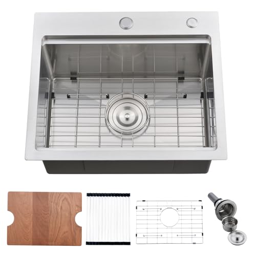 BoomHoze 20 Inch Drop in Kitchen Sink, Single Bowl 16