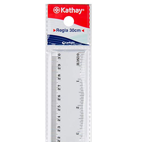 Kathay 86420200. Regla de Plástico, 30cm, Transparente, Perfectas para Uso Escolar