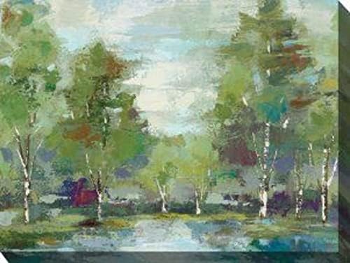 Green and Blue Earth Outdoor Canvas Rectangular Wall Art Decor 40" x 30"