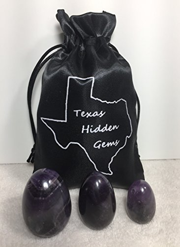 Texas Hidden Gems Set of 3 Natural Amethyst Eggs Kegel Exercise Weights
