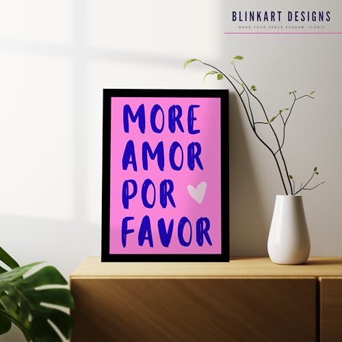 Image of BLINKART More Amor Abstract Wall Art Painting Print Design Aesthetic Wall Decor Photo ArtWork Frame Decoration Hanging For Home Bedroom Living Room Office Wall Decor (13 * 10 inches) T0020