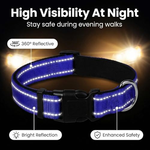 Collar Reflectivo para Perro Ajustable en Nylon Azul Marino Talla L miniatura 6
