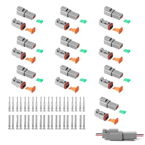 Deutsch Stecker 2 Polig KFZ Stecker Set mit 80 Teilen Wasserdichter Steckverbinder für Motorräder und Autos DT06-2S Anschlüsse mit 2 Poligen Kontakten