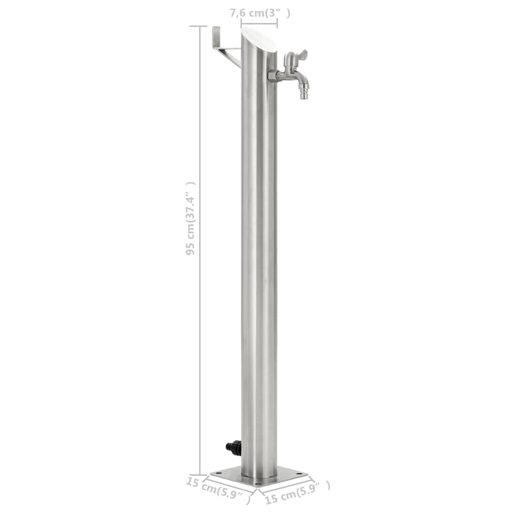 vidaXL Columna Agua para Jardín Acero Inoxidable Redonda 95 cm Fuente Patio