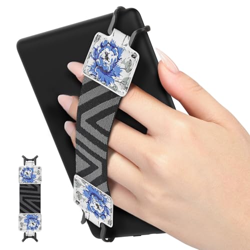 Lot De 4 Dragonnes Pour Liseuse/Tablette 4-7" - Sangle Élastique Anti-Chute, Fixation Par Clips Silicone - Noir - Compatible Kindle, Kobo, Fire, Etc. - 13