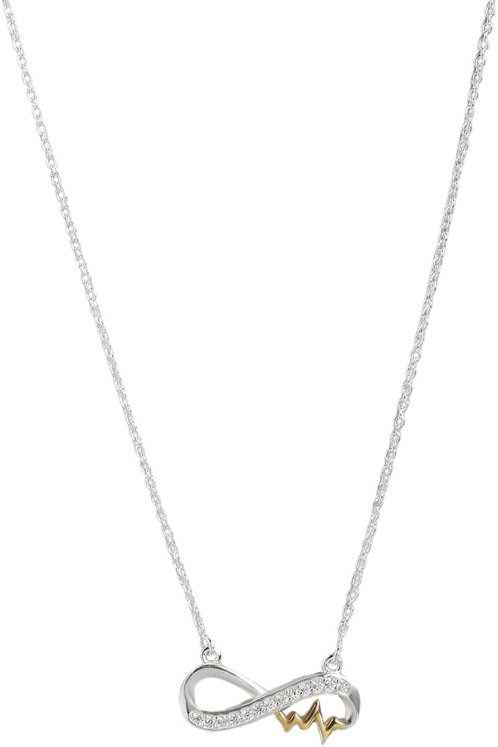 ZAVYA925 Sterling Silver Infinity Cubic Zirconia Anti Tarnish Rhodium Plating Charm Necklace | Adjustable | Gift for Women and Girls | With Certificate of Authenticity and 925 Hallmark