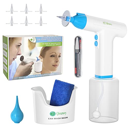 Electric Ear Wax Removal Kit by Qisxrovy - Rechargeable Ear Cleaning Machine for Ear Irrigation System - Ear Wax Cleaner Safe and Easy Ear Cleaning with 3Pressure Levels Ear Flush Kit for Adults&Kids