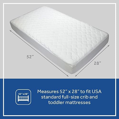 Sealy Baby 2-PACK Fitted Waterproof Infant Crib Mattress Protector Pad and Toddler Bed Cover, Durable and Comfortable Topper, Machine Washable and Dryer Friendly, 52x28”- White