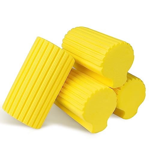 Image of 4 Pack Damp Clean Duster Sponge, Reusable Dusters for Cleaning Blinds, Vents, Railings, Kitchen Table, Window Track Grooves and Faucets (Yellow)