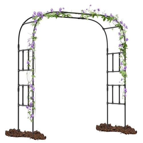 Garden Arch Trellis 87in H Tall Metal Garden Arbor Trellis for Climbing Plants Outdoor Large Wedding Arch for Ceremony Black Garden Archway Trellises Decoration for Lawn Patio Backyard