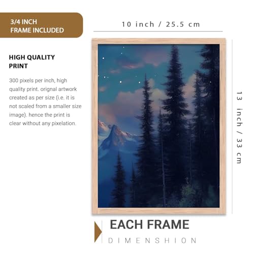 Image of kotart Big Aesthetic Mountains View Wall Art Paintings | Flowers Landscape Framed Painting | Vastu Frames for Living Room Bedroom Wall Decor Set Of 3 (10X13 inch)