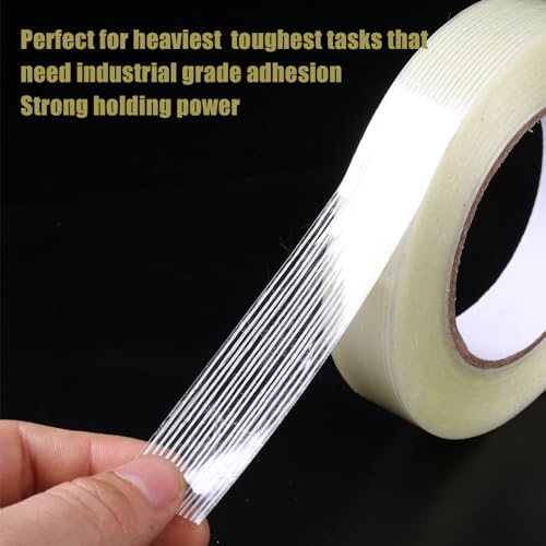 Image of Filament Strapping Tape, 3 Pack 1 Inch x 55 Yards，Heavy Duty Transparent Reinforced Fiberglass Tape