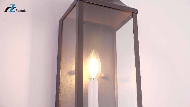 Image of 14 inch Small Classic Outdoor Wall Lantern Light for House Exterior,Handcrafted Old Rust Metal Cage Mounted Pocket Wall Sconce W /Clear Tempered Glass,Waterproof for Porch, Patio, Garage&Front Door E12