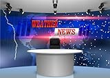 BELECO 7x5ft Fabric Weather News Backdrop Newsroom Weather Forecast of Bad Weather, News Broadcast Studio News Background for Party Decorations Kids Adults Photoshoot Studio Props