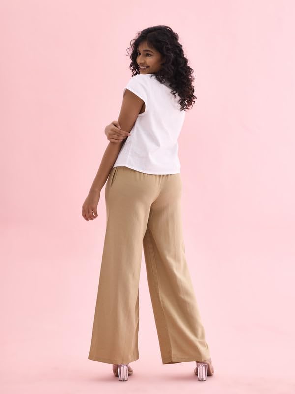 Image of GO COLORS Soft Viscose & Linen Blend Linen Palazzo Full Length for Women| Breathable, Mid Rise