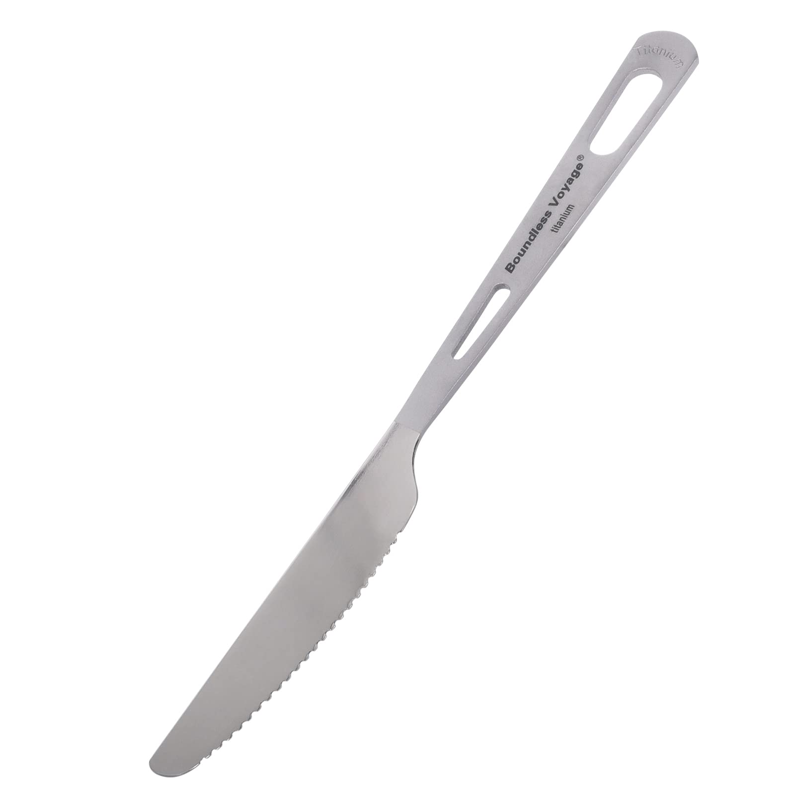 iBasingo 18.5cm Titanium Dinner Knife Ultralight Cutlery Travel Backpacking Hiking Camping Portable Tableware Indoor Outdoor Durable Flatware Ti1043T
