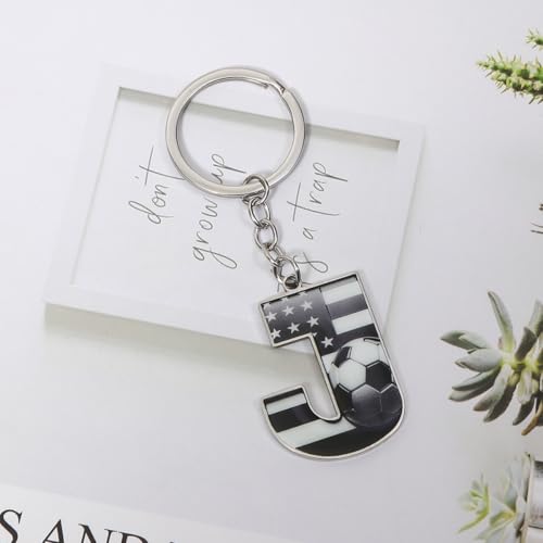 Bag Charms Initial A-Z Letter Keychain Bag Charm Soccer Keychain for Handbags Sports Bag
