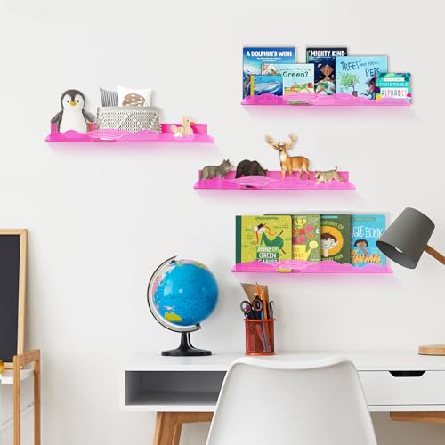 wooshwa Rainbow Acrylic Floating Shelves, 15in Kids Wall Mounted Nursery Bookshelves - Image 2