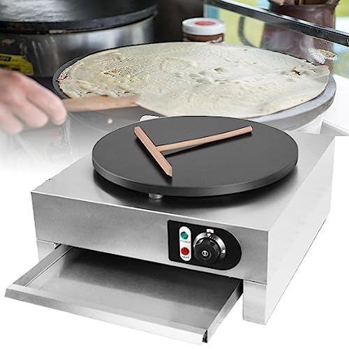 Crepe Maker Griddle, 300 WPancake Baking Machine,15.7” Non-Stick Electric Crepe Pan Single Hotplate Adjustable Temperature with Batter Spreader for Tortilla,220V