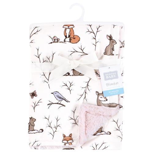 Image of Hudson Baby Unisex Baby Plush Blanket with Furry Binding and Back, Enchanted Forest, One Size