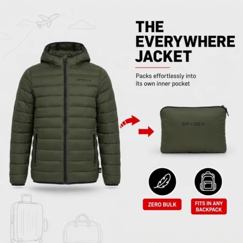 Image of Spyder Boys Puffer Jacket - Packable Lightweight Hooded Winter Coat