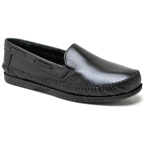 Sapatilha Mocassim Masculino Verão Couro Legitimo (Preto, 39)