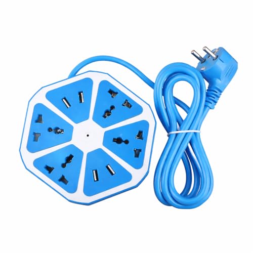 Image of Hexagon Multi Plug Extension Board with 4 USB Ports (2A) | Electrical Extension Cord Power Strip | Multi Socket Plug Point for Home, Office, Laptop & Mobile Charging