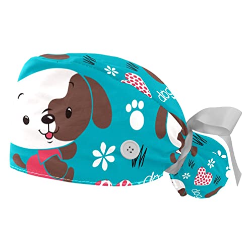 Chapeaux de travail ajustables JDEZ motif chiens avec bandeau de transpiration x2
