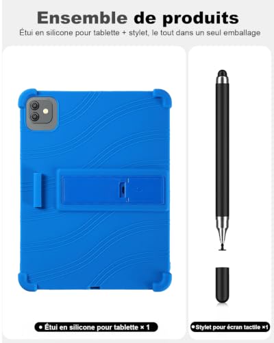 Coque Blackview Link 8 en silicone antichoc avec béquille ajustable bleu