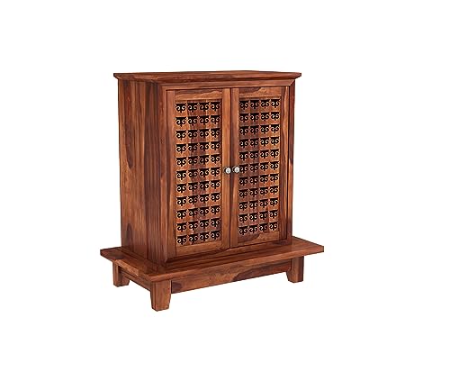 Image of Wudniture Sheesham Wood Bhagavati Handcrafted Home Mandir /Temple (Honey Finish) | Wooden Pooja Mandir for Home & Office